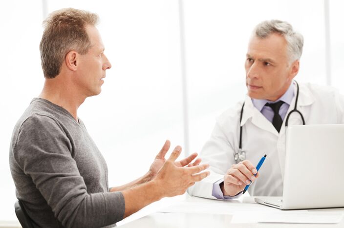Man with chronic prostatitis at the doctor's office
